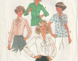 7896 SIMPLICITY 1977 SHORT - LONG SLEEVE BUTTON BLOUSE, TIE BELT PATTERN 12